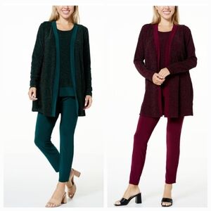 ⭐️ Nina Leonard 3-piece Glitter Knit Cardigan Tank and Pant Set